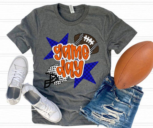 Game Day Football (Royal Blue/Orange)- DTF