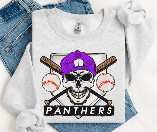 Panthers - Purple (Baseball Skull Mascot) - DTF