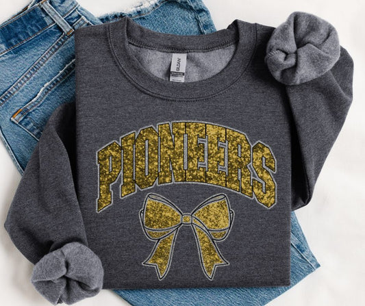 Pioneers - Vegas Gold/Silver (Collegiate Glitter Bow) - DTF