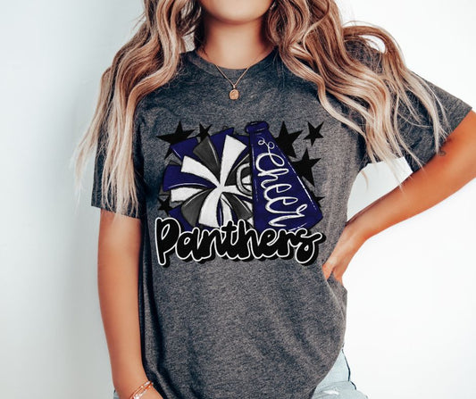 Panthers Cheer (megaphone - navy/black) - DTF