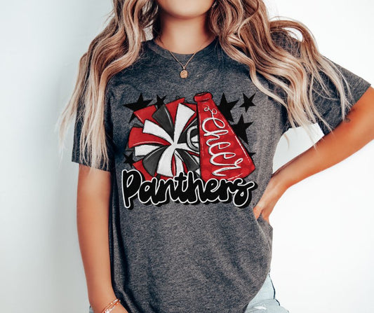 Panthers Cheer (megaphone - red/black) - DTF