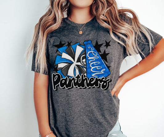 Panthers Cheer (megaphone - royal blue/black) - DTF