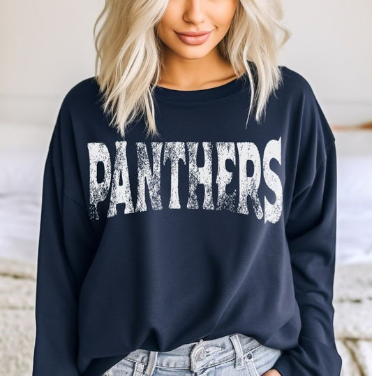 Panthers (white - single color grunge) - DTF