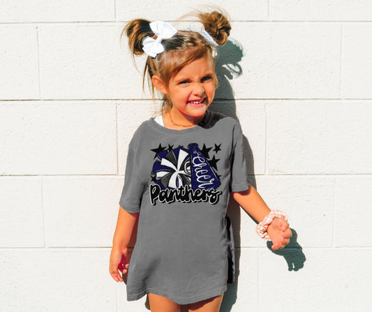 Panthers Cheer (megaphone - navy/black) - YOUTH - DTF