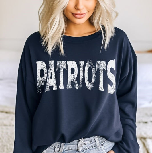 Patriots (white - single color grunge) - DTF