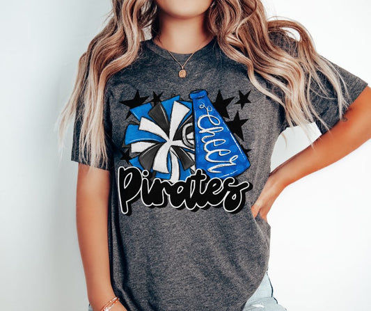 Pirates Cheer (megaphone - royal blue/black) - DTF