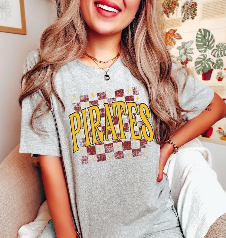 Pirates checkerboard (maroon/gold) - DTF