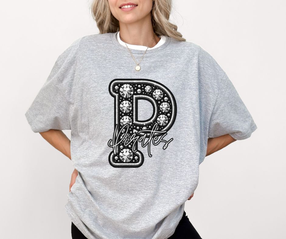 Pirates (Faux Rhinestone LETTER Mascots) - DTF