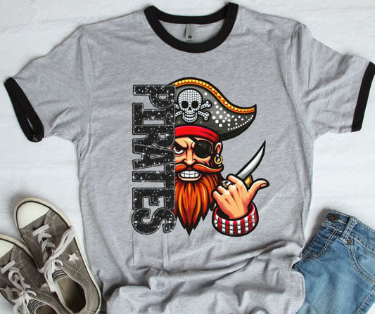 Pirates (Half Faux Rhinestone and Glitter Mascots) - DTF