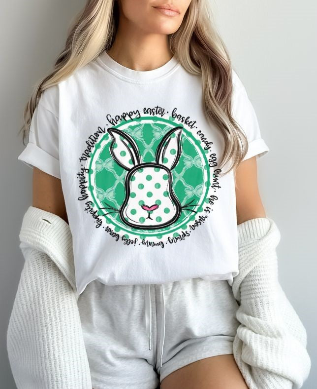 Polka Dotted Easter Bunny (GREEN) - DTF