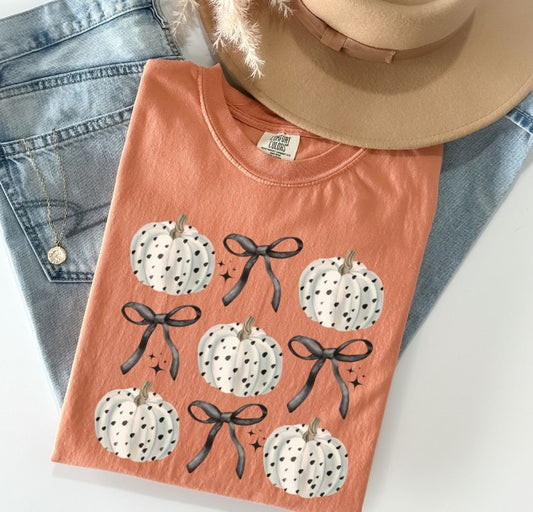 Polka Dotted Pumpkin Bow Collage - DTF