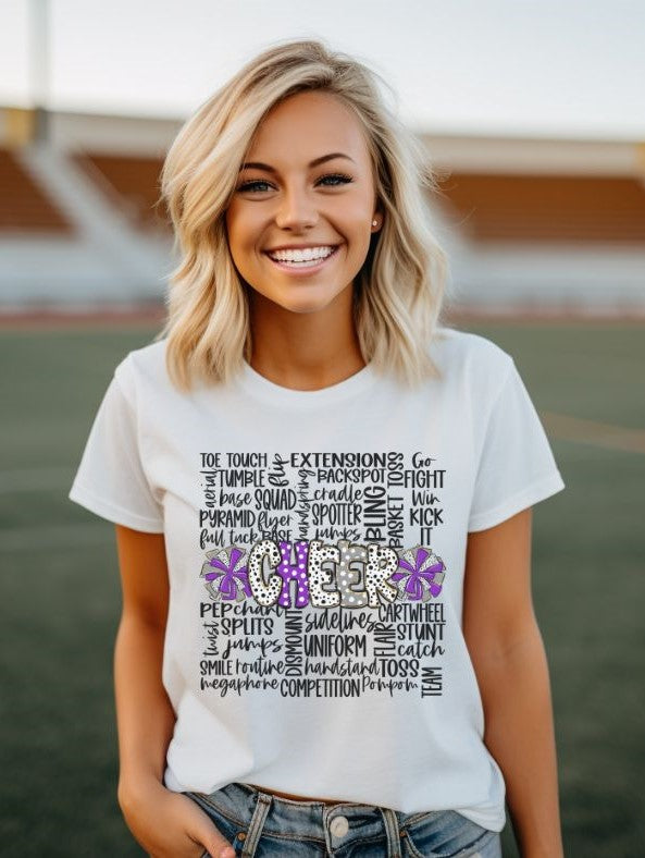 Cheer Doodle Word Art (Purple) - DTF