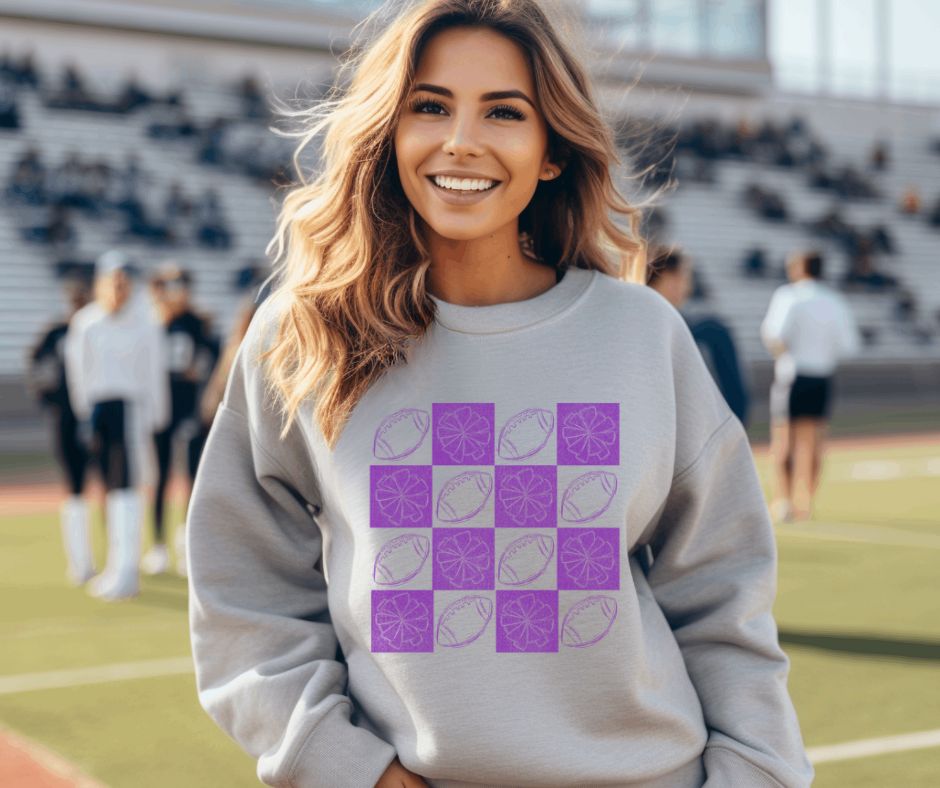 Football Checkerboard (Purple) - DTF