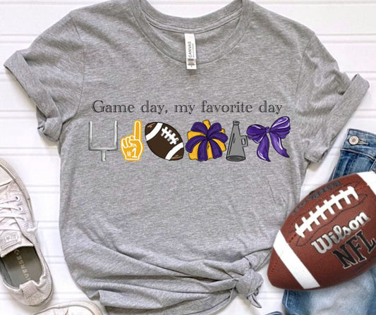 Game Day Favorite Day (Purple/Gold - Football)- DTF