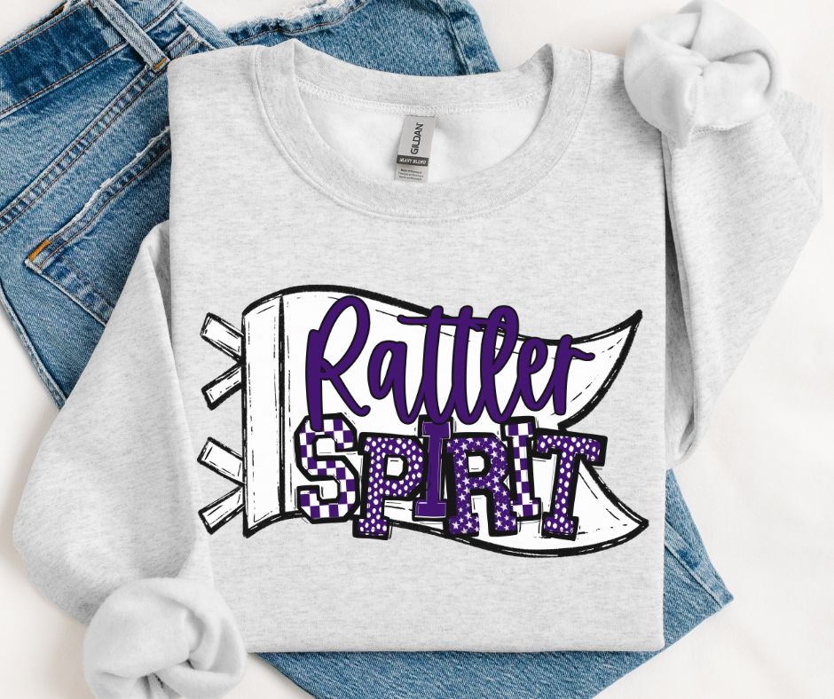 Rattler Spirit - White/Purple (Spirit Pennant Mascot) - DTF