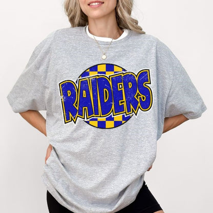 Raiders - Royal Blue/Yellow Gold (Mascot - Funky Checkered) - DTF