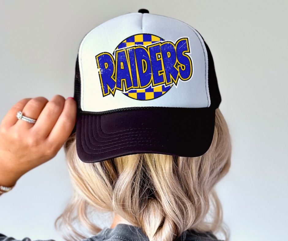 Raiders - Royal Blue/Yellow Gold (Mascot - Funky Checkered) - DTF