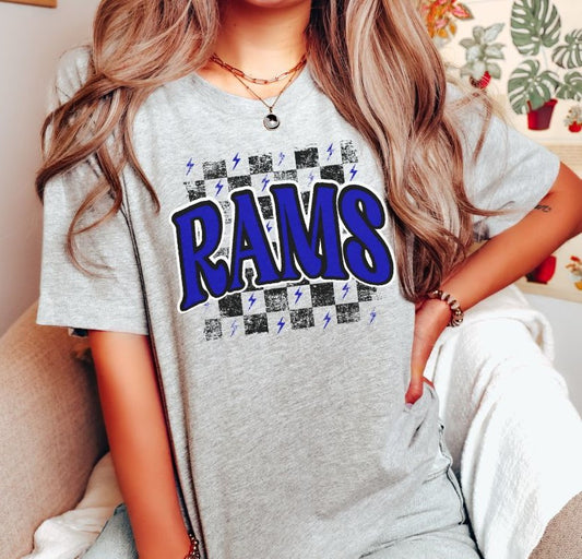 Rams checkerboard (royal blue/black) - DTF