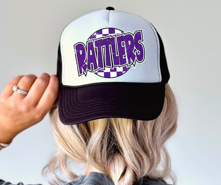 Rattlers - Purple/White (Mascot - Funky Checkered) - DTF