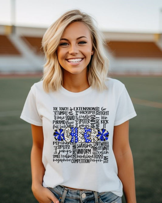 Cheer Doodle Word Art (Royal Blue) - DTF