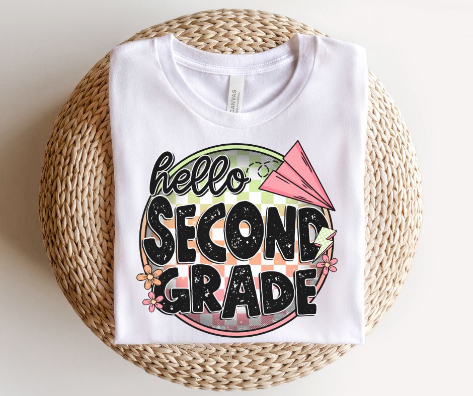 Second Grade (checkerboard circle - pink) - DTF