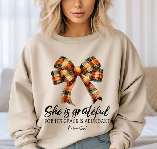 She is Grateful (Plaid Bow Coquette) - DTF