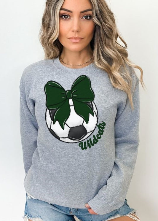 Wildcats Bows and Balls (Dark Green - Soccer)  - DTF