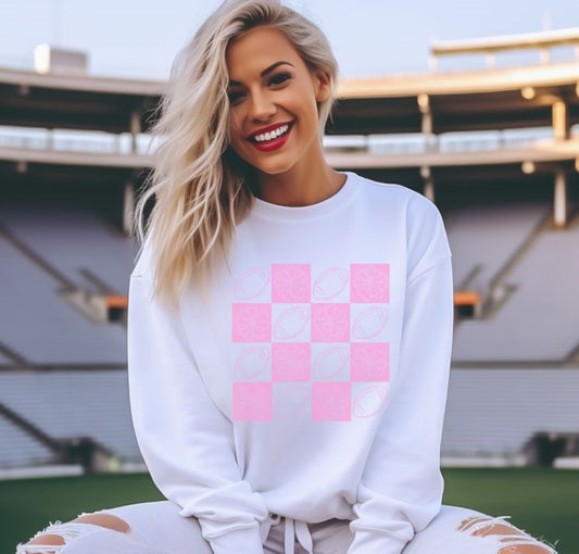 Football Checkerboard (Soft Pink) - DTF