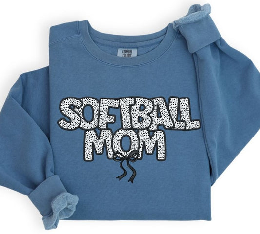 Softball Mom (Bow - Dalmatian Dots) - DTF