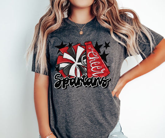 Spartans Cheer (megaphone - red/black) - DTF