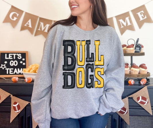 Bulldogs - Black/Yellow Gold (Sporty Mascots) - DTF