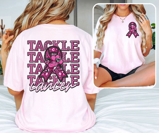 Tackle Cancer - faux rhinestones (2-in-1 (front pocket/back design) - DTF