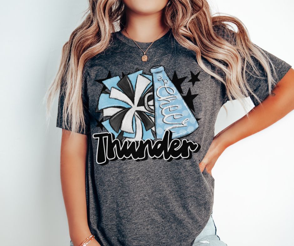 Thunder Cheer (megaphone - columbia blue/black) - DTF