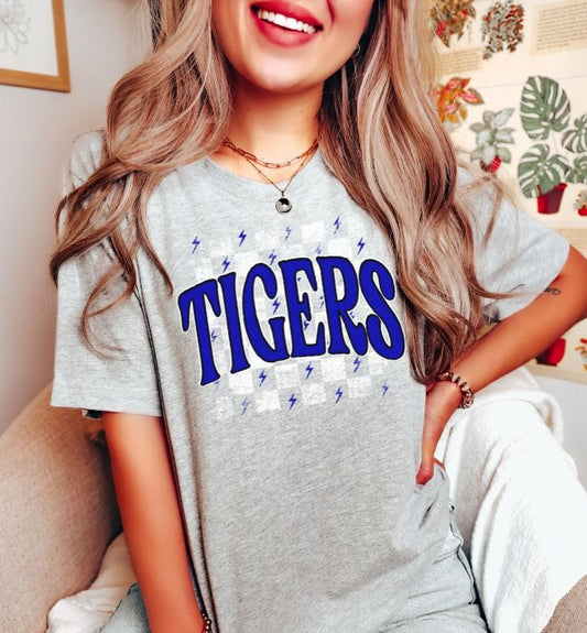 Tigers checkerboard (royal blue/white) - DTF