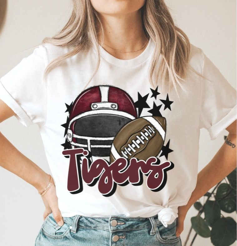 Tigers Mascot (stars - maroon helmet) - DTF