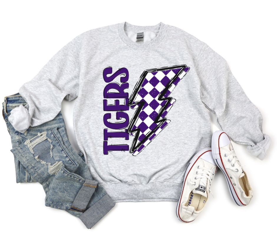 Tigers (purple/white check - team go bolt) - DTF