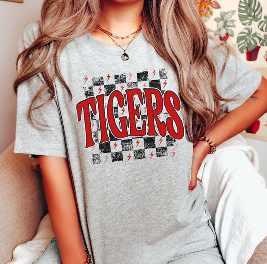 Tigers checkerboard (red/black) - DTF