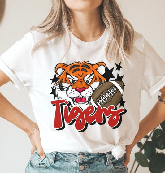 Tigers Mascot (stars - red/crimson) - DTF