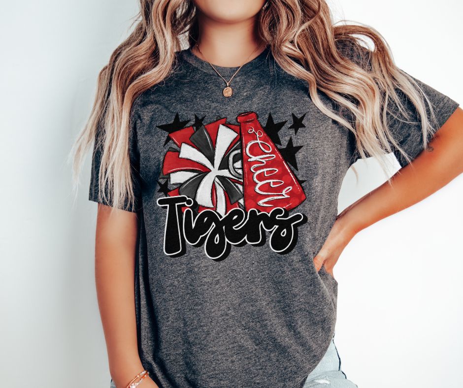 Tigers Cheer (megaphone - red/black) - DTF