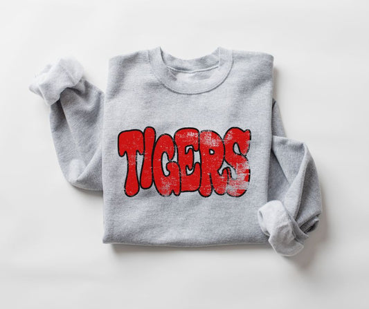 Tigers (wonky grunge- red/black) - DTF