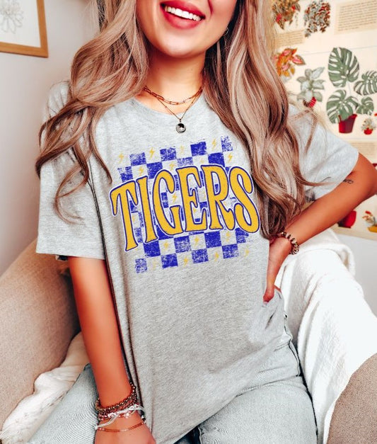 Tigers checkerboard (yellow/blue) - DTF