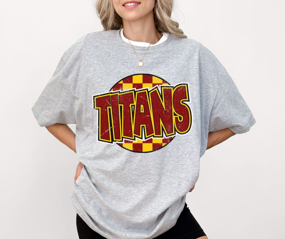 Titans - Maroon/Yellow Gold (Mascot - Funky Checkered) - DTF