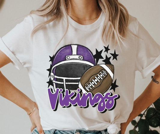 Vikings Mascot (stars - purple helmet) - DTF