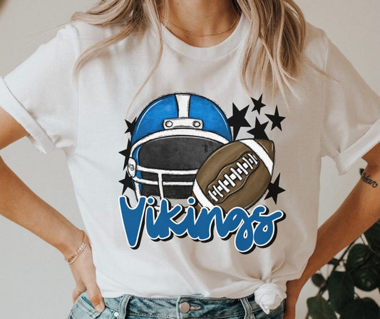 Vikings Mascot (stars -  royal blue helmet) - DTF