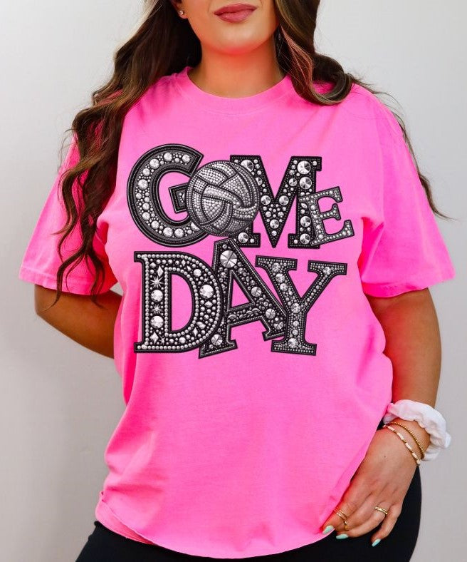 Volleyball (Game Day Faux Rhinestones) - DTF