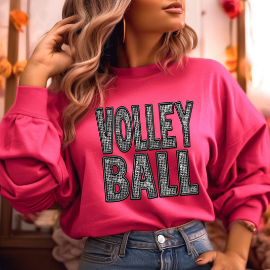 Volleyball (faux diamond bling embroidered look) - DTF