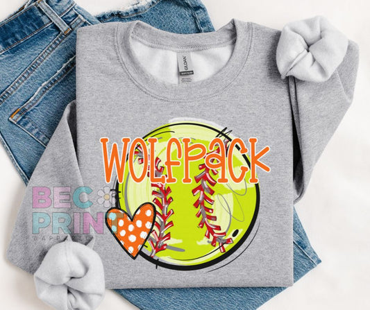 Wolfpack (Softball Heart Mascot) - DTF