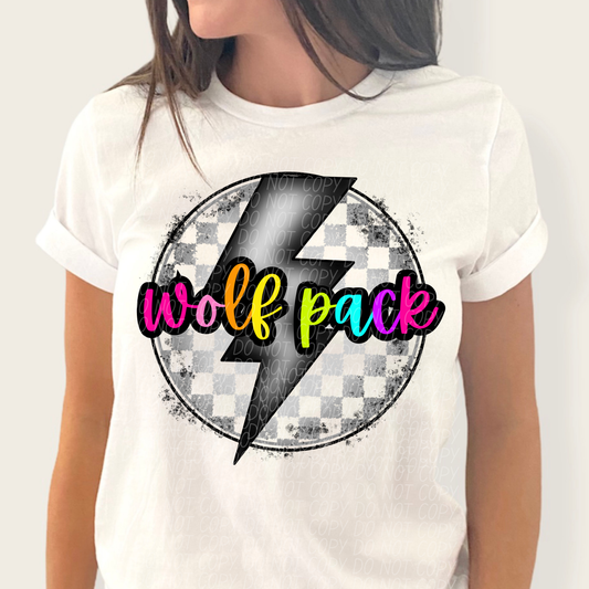 Wolf Pack (Colorful Checkered Bolt) - DTF