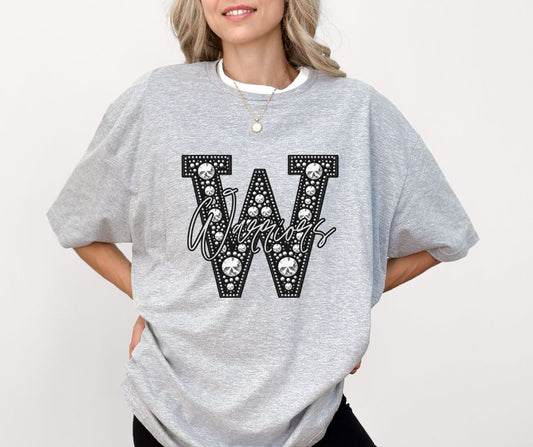 Warriors (Faux Rhinestone LETTER Mascots) - DTF