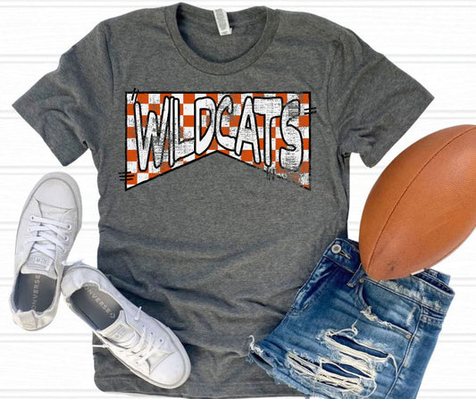 Wildcats - Orange (Checked Banner) - DTF